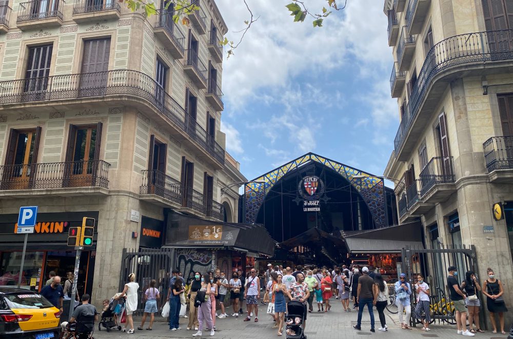 Outside La Boqueria market in Barcelona