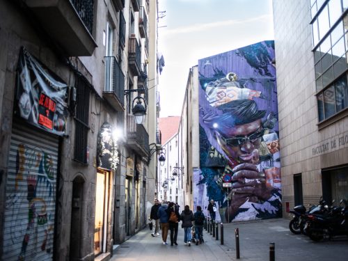 Graffiti on a street in Raval