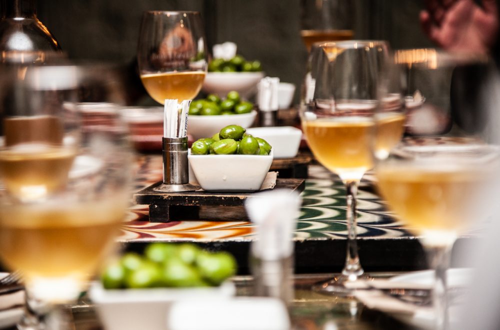 olives and wine in La Barceloneta tapas food tour