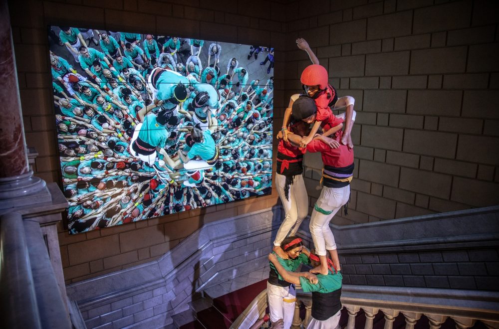 Castellers inside the barcelona wax museum