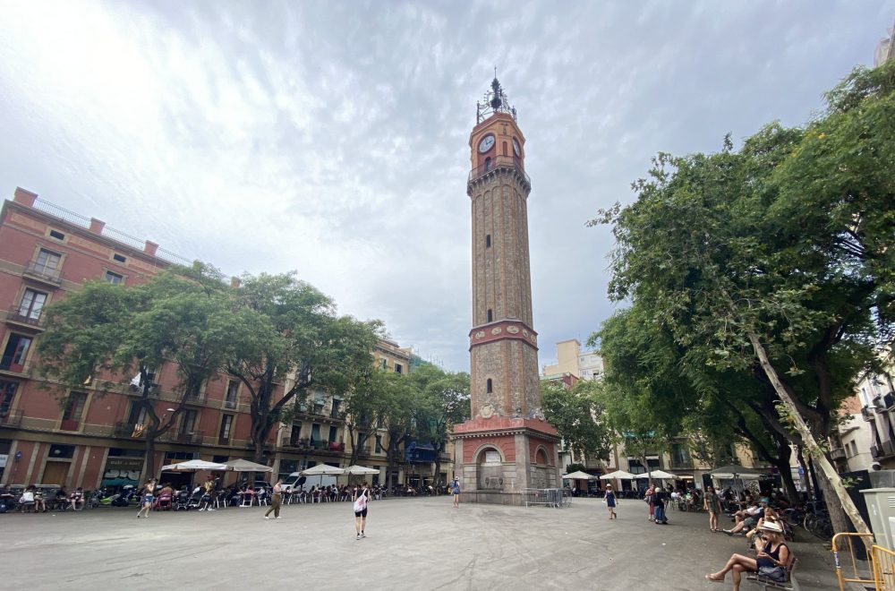 historic tower at Plç Vila de Gracia