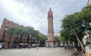 historic tower at Plç Vila de Gracia