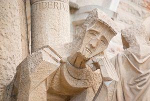 Sagrada Familia statue carved into the facade