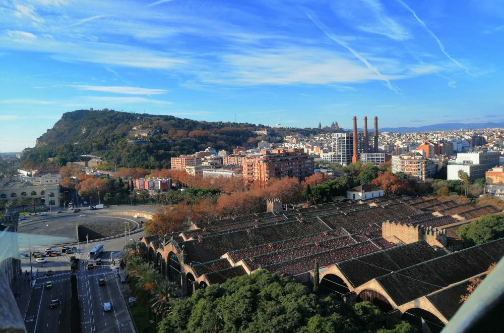 view of montjuic from the columbus monument