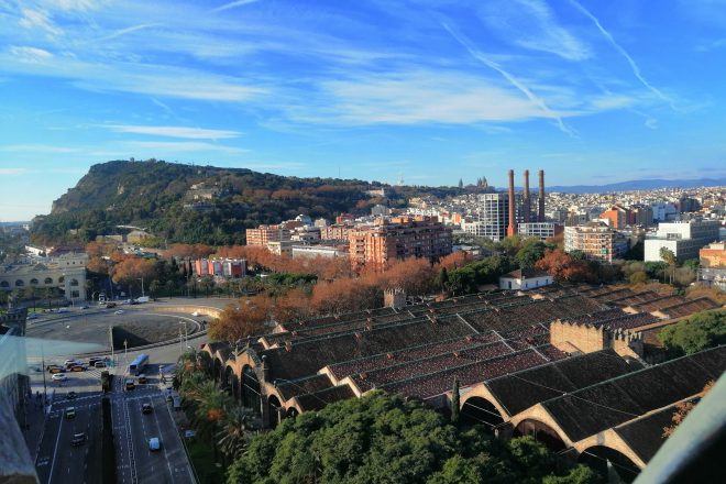 view of montjuic from the columbus monument