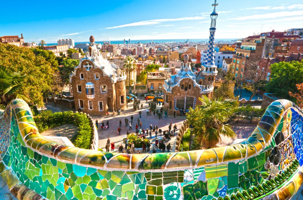View of Park Guell tour in Barcelona Spain