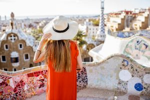 Woman traveling in Barcelona