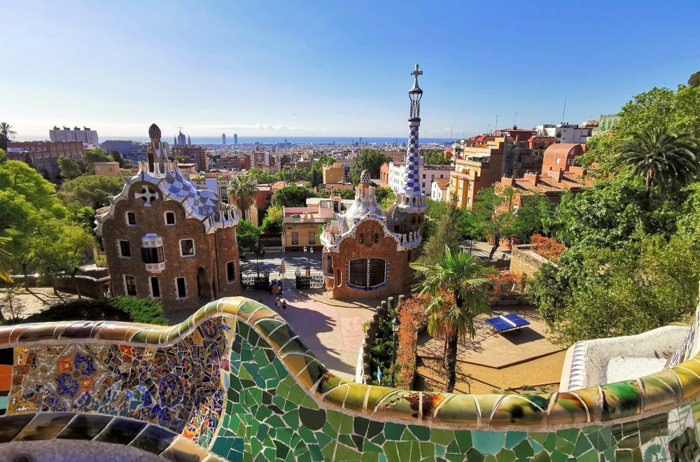 Aerial view of Park Güell buildings