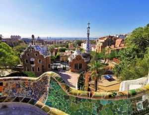 Aerial view of Park Güell buildings