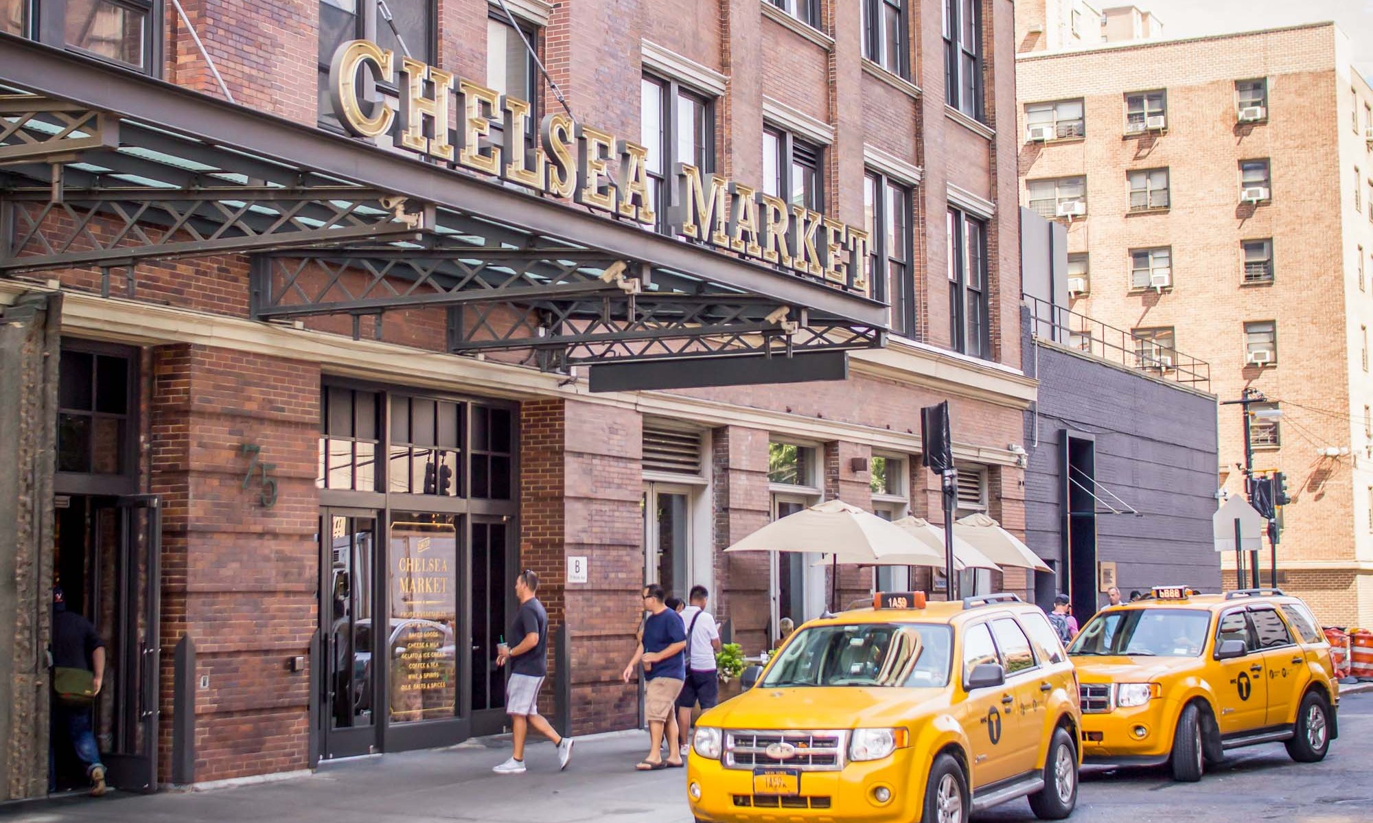 The outside of Chelsea Market under the High Line