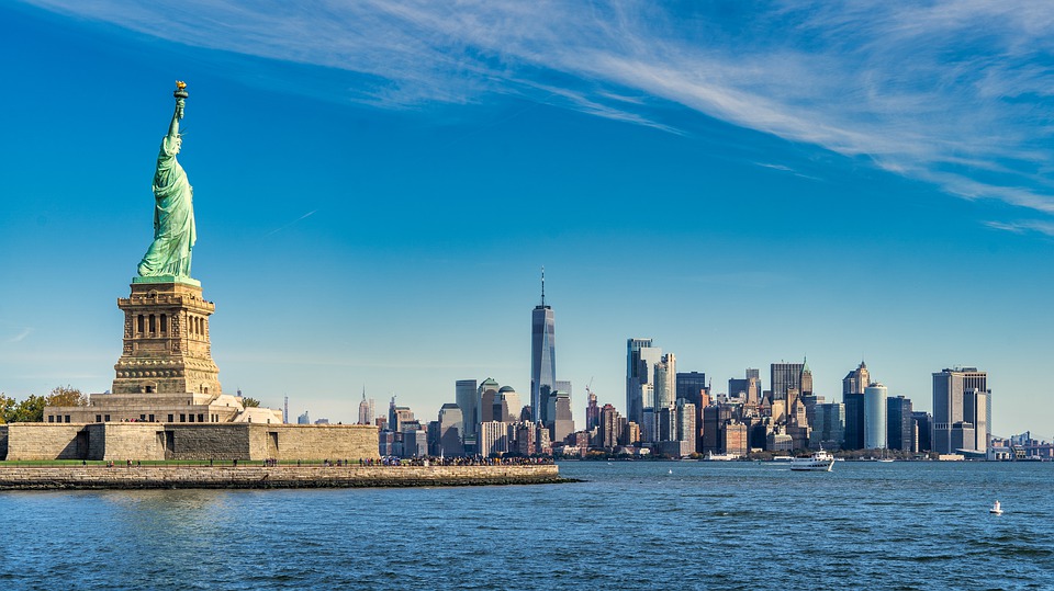 Statue of Liberty with view of NYC skyline