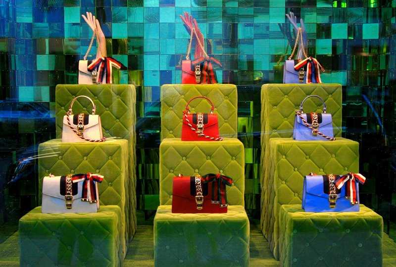 Beverly Hills luxury storefront displaying womens purses.