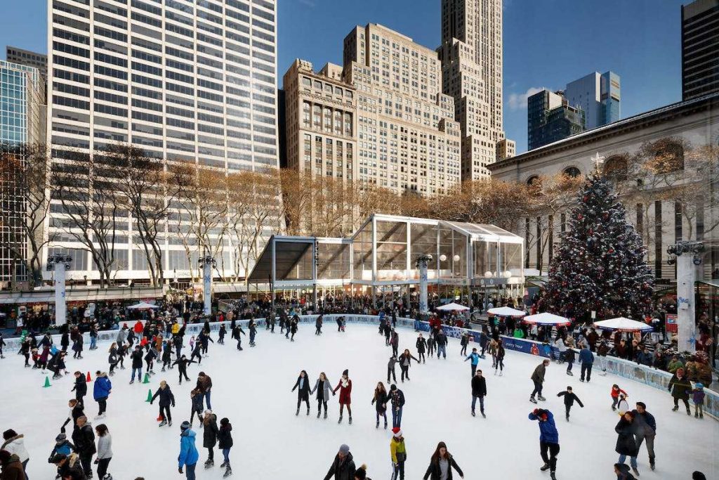 Bryant park winter market and ice skating