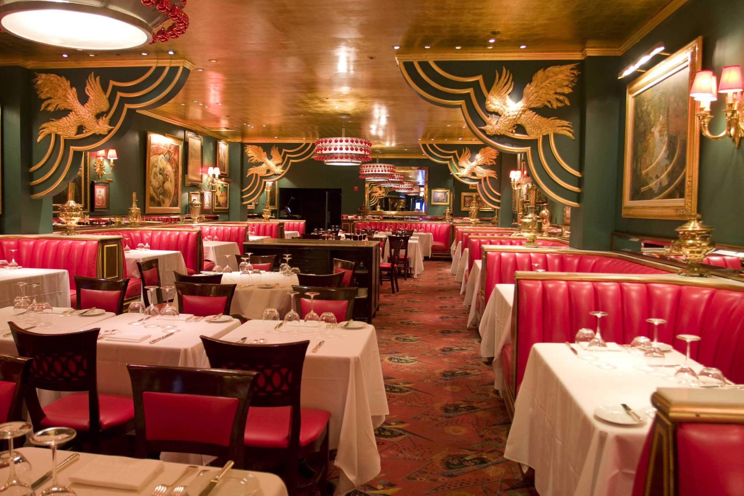 Tables and chairs in a restaurant