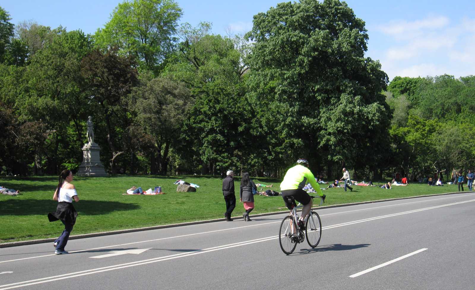 Person riding a bike in a park