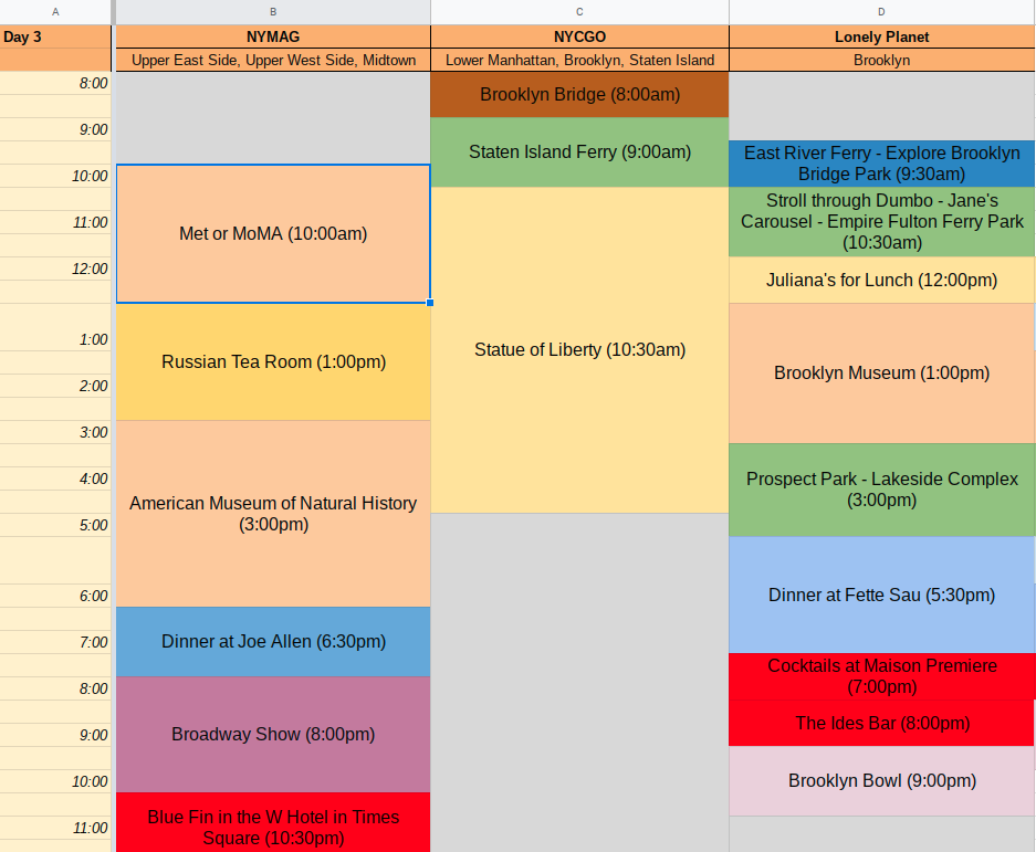 Calendar schedule