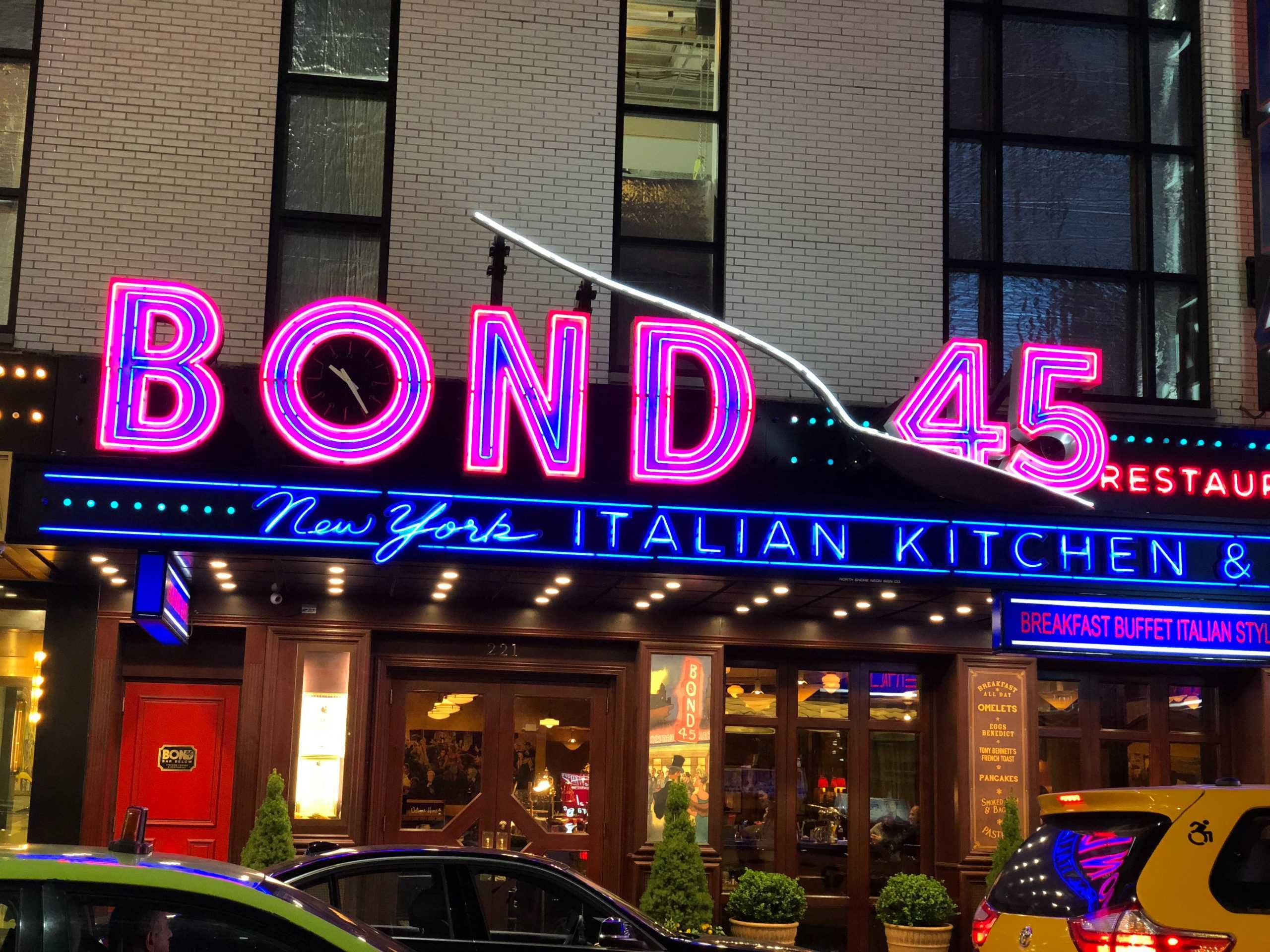 Restaurant with neon sign