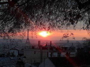 The Eiffel Tower at dusk