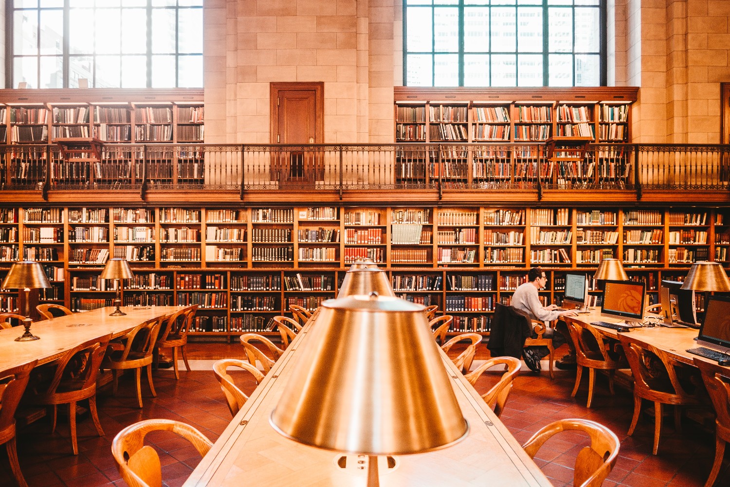 Study tables in the Rose Main Reading Room at the NYPL