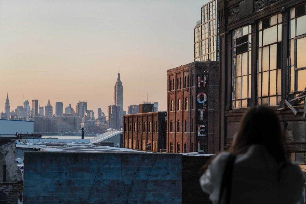 Hotel in front of NYC skyline