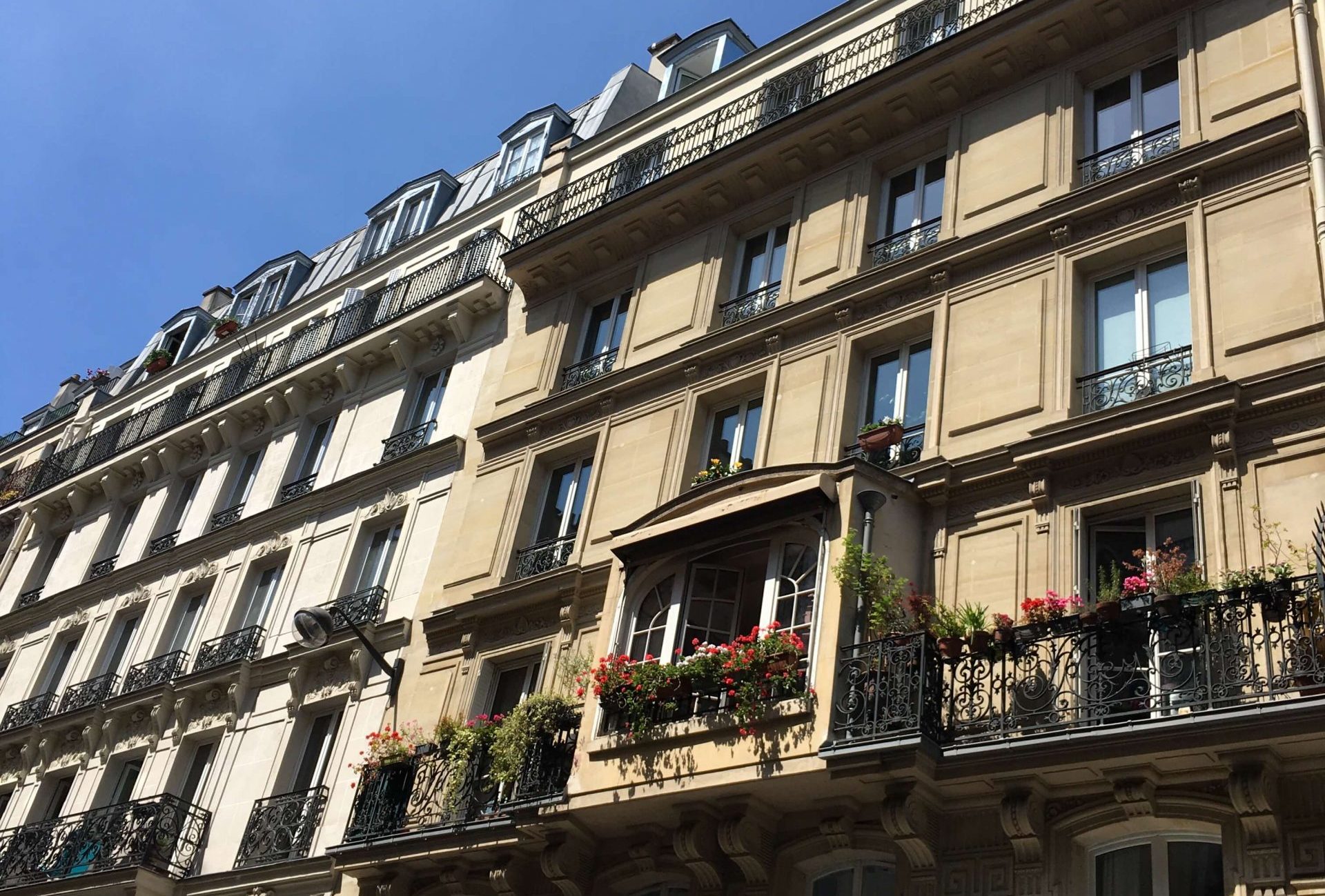balconies in Paris with flowers