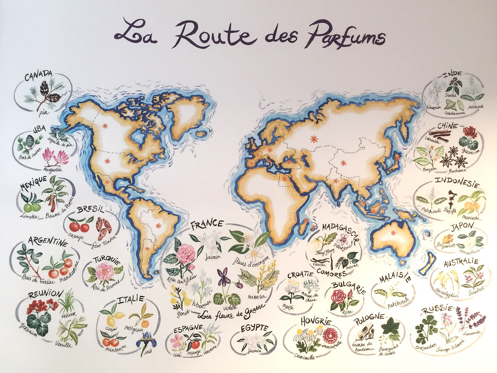 World map with perfume resources