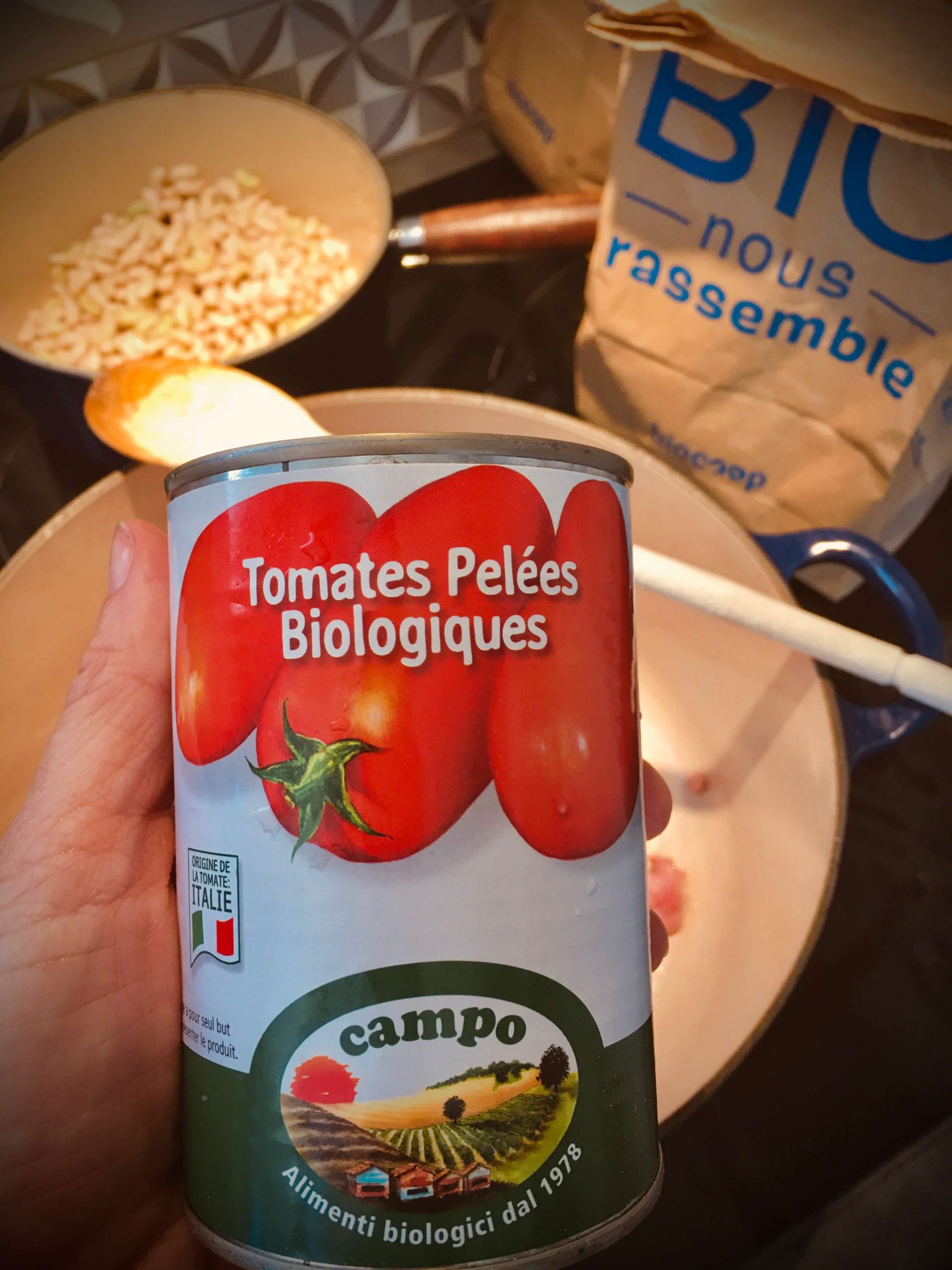 Can of organic whole peeled tomatoes