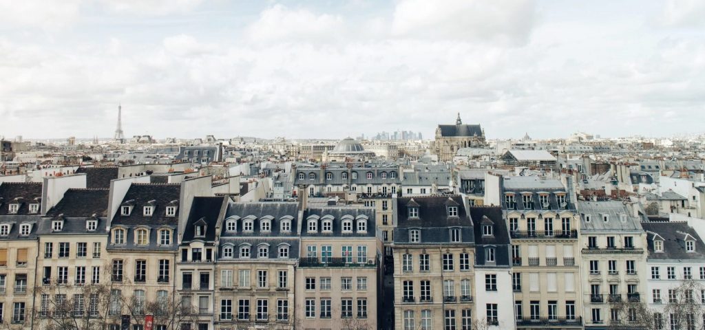 A view from the Centre Pompidou over the residential apartment buildings of Paris
