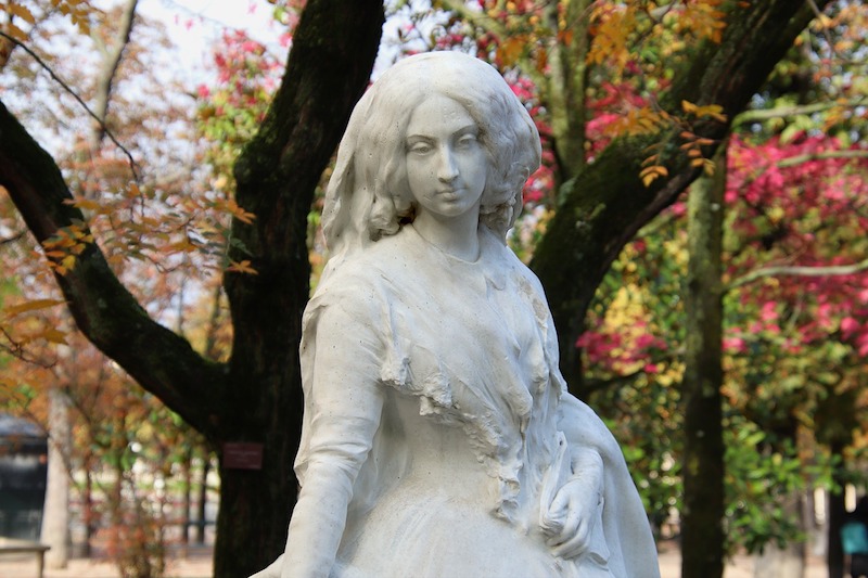 Closeup of George Sand Statue in Luxembourg Gardens