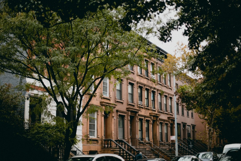 Row houses located in Harlem, NYC