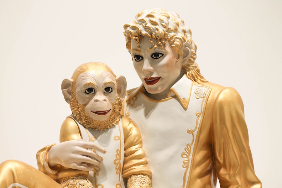 Michael Jackson and chimpanzee sculpture at The Broad