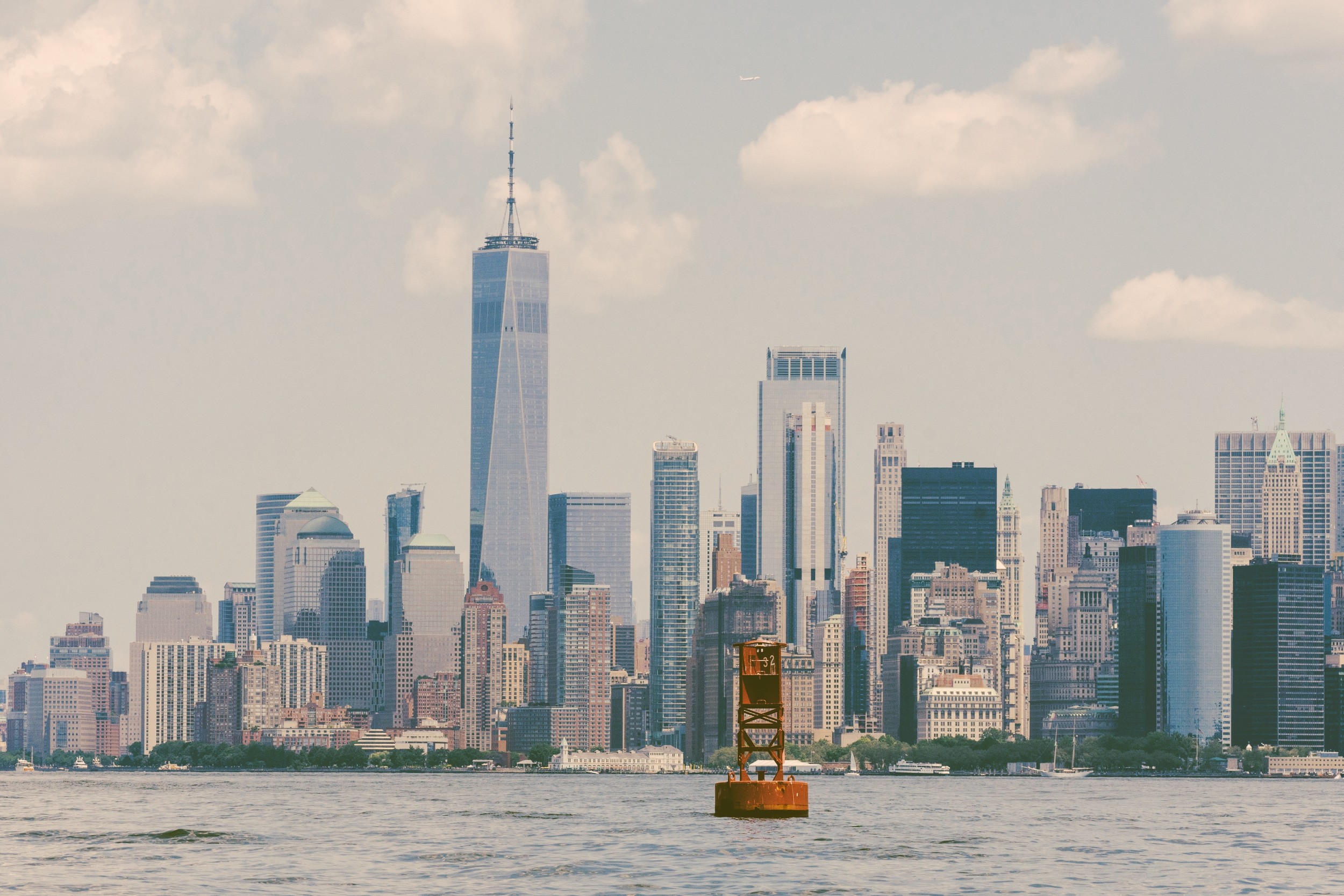 The World Trade Center as seen from New York Harbor