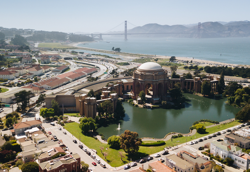 Palace of fine arts aerial view