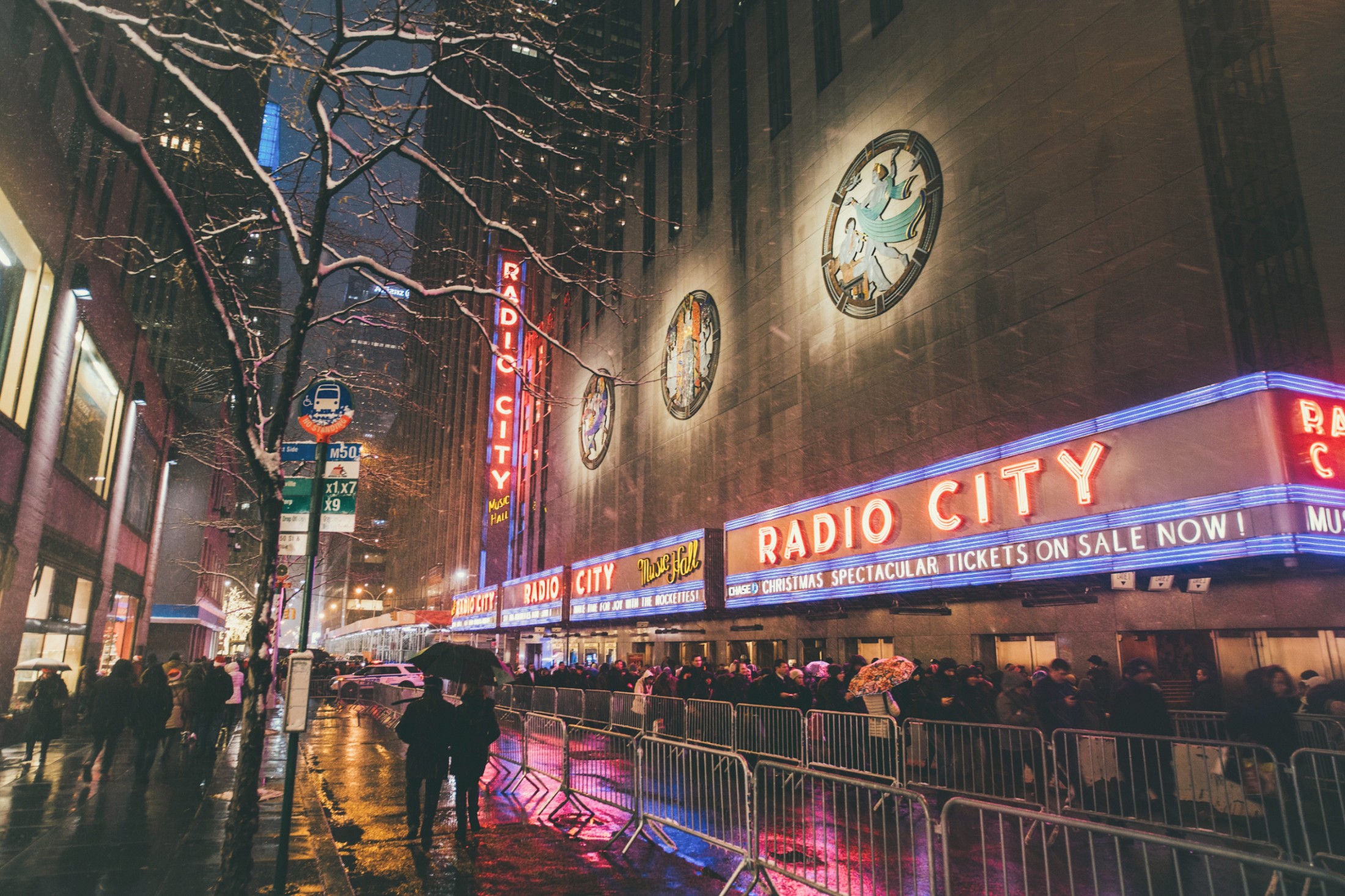 The Marquee outside of Radio City Music Hall