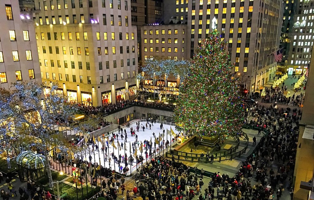 Rockefeller Center Plaza with Christmas Tree