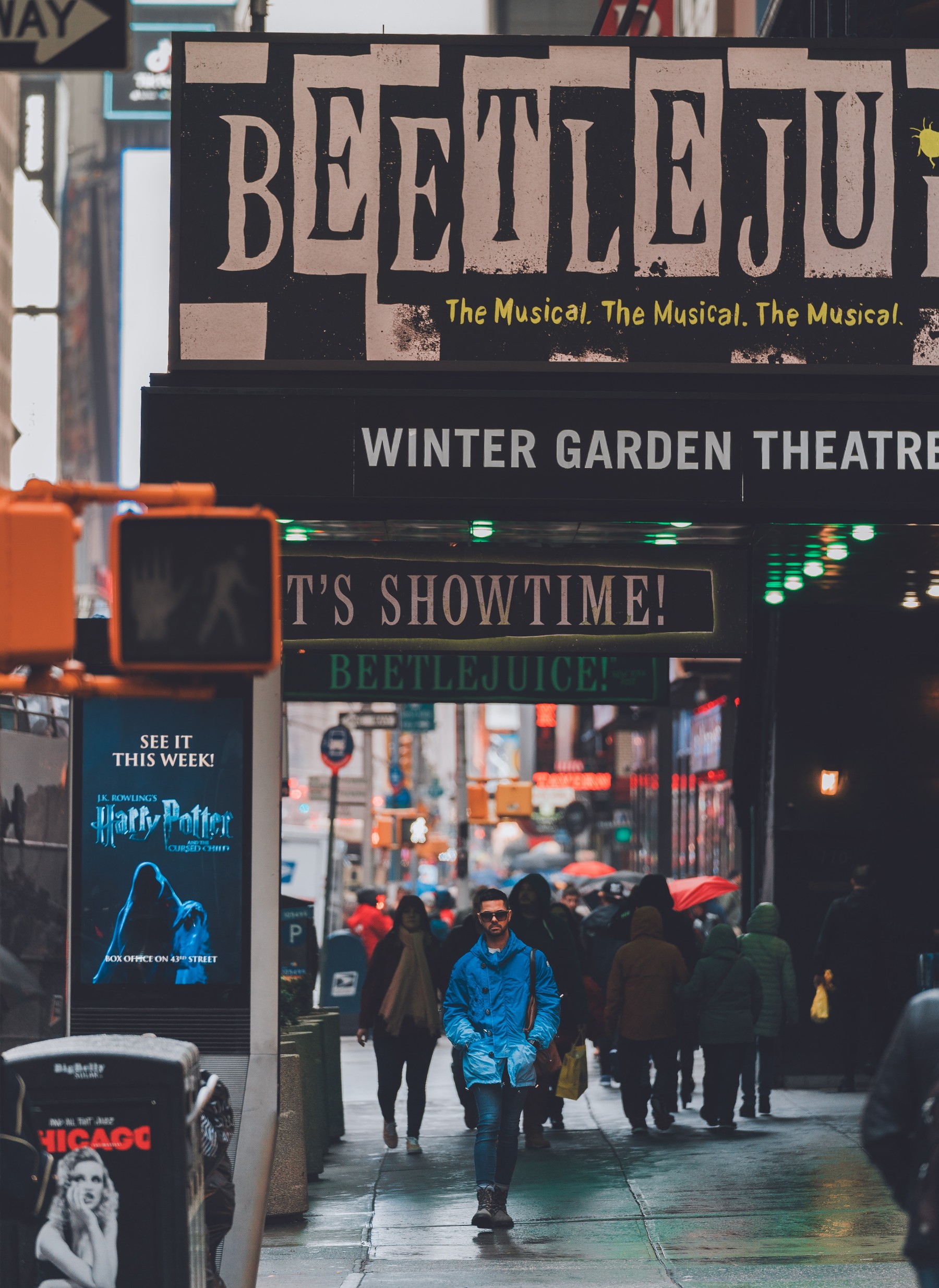 The Beetlejuice Marquee on the Winter Garden Theater in Times Square