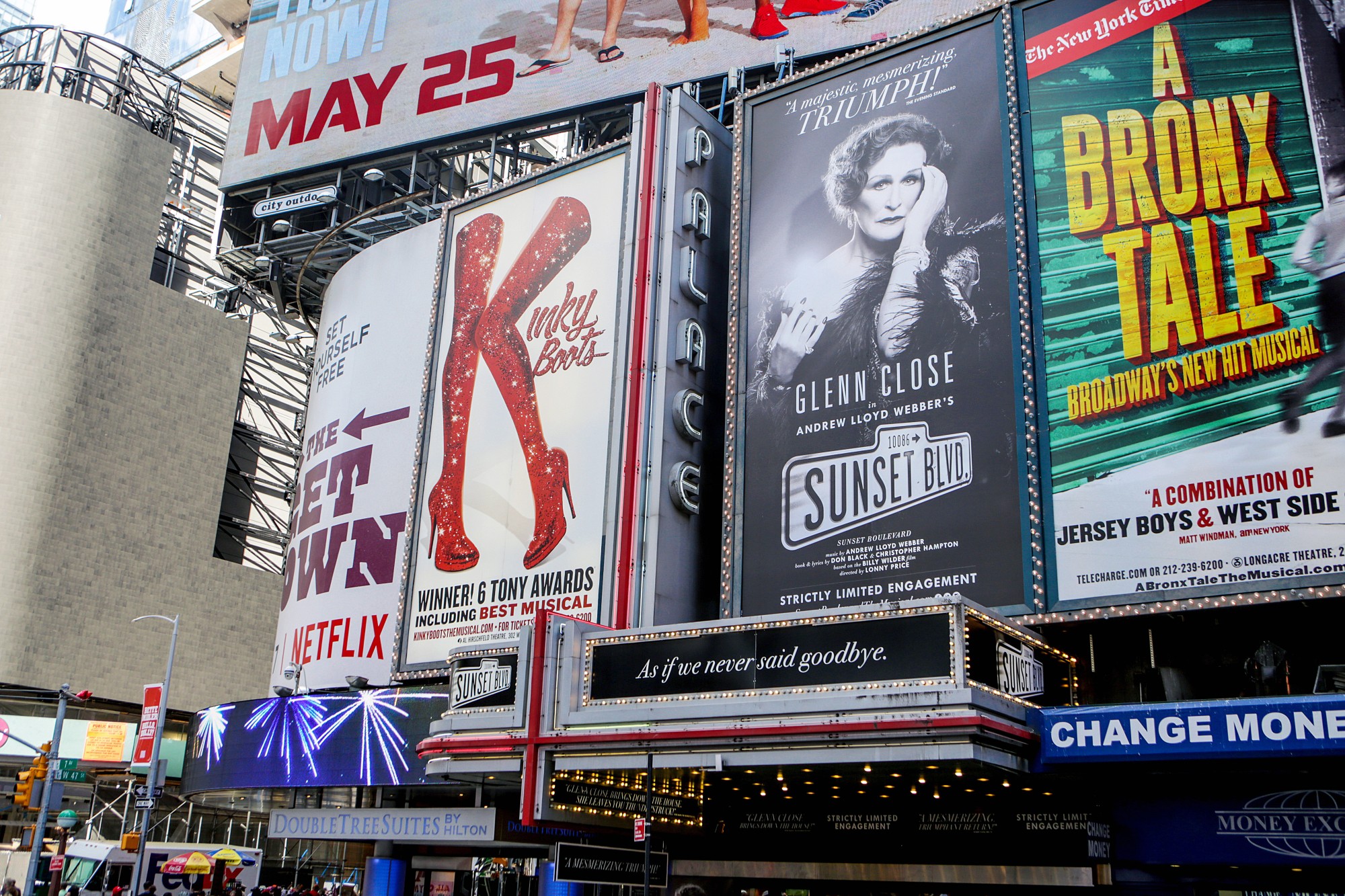 Some Broadway billboards lighting up Times Square