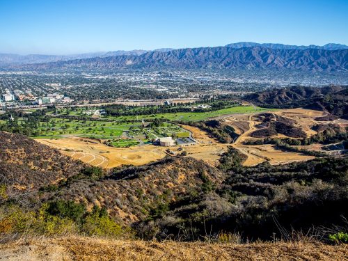 Aerial view of Griffith Park in LA