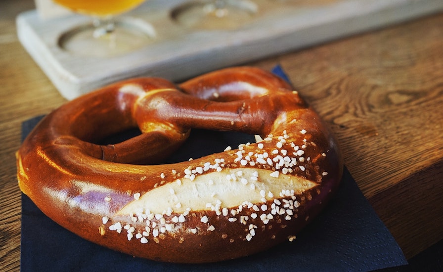 Bavarian pretzel with beer in LA
