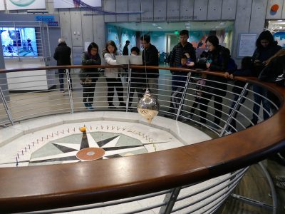Foucault's pendulum demonstrates the earth's rotation at the California Academy of Sciences