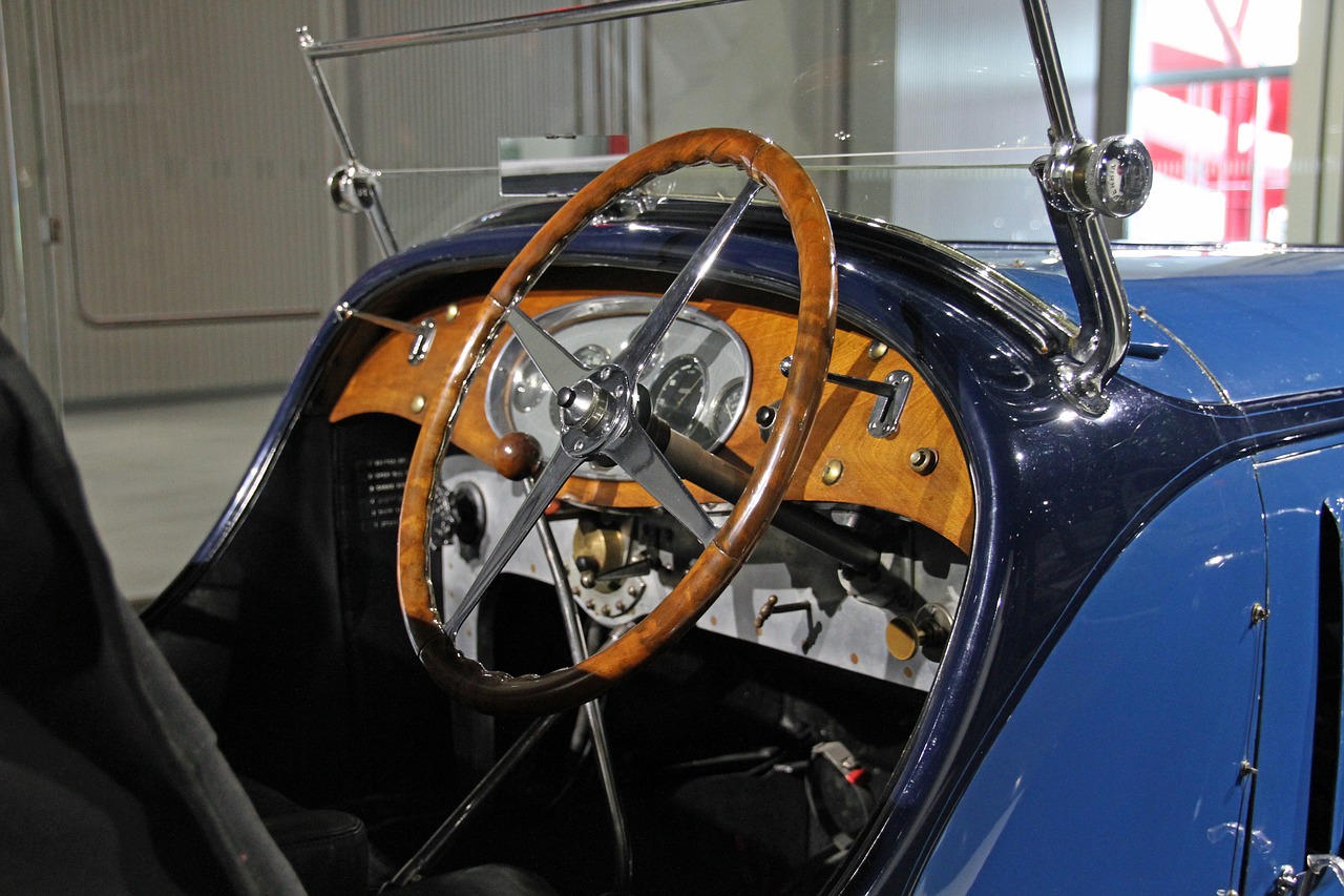 Dashboard for a vintage car at the Petersen museum in LA