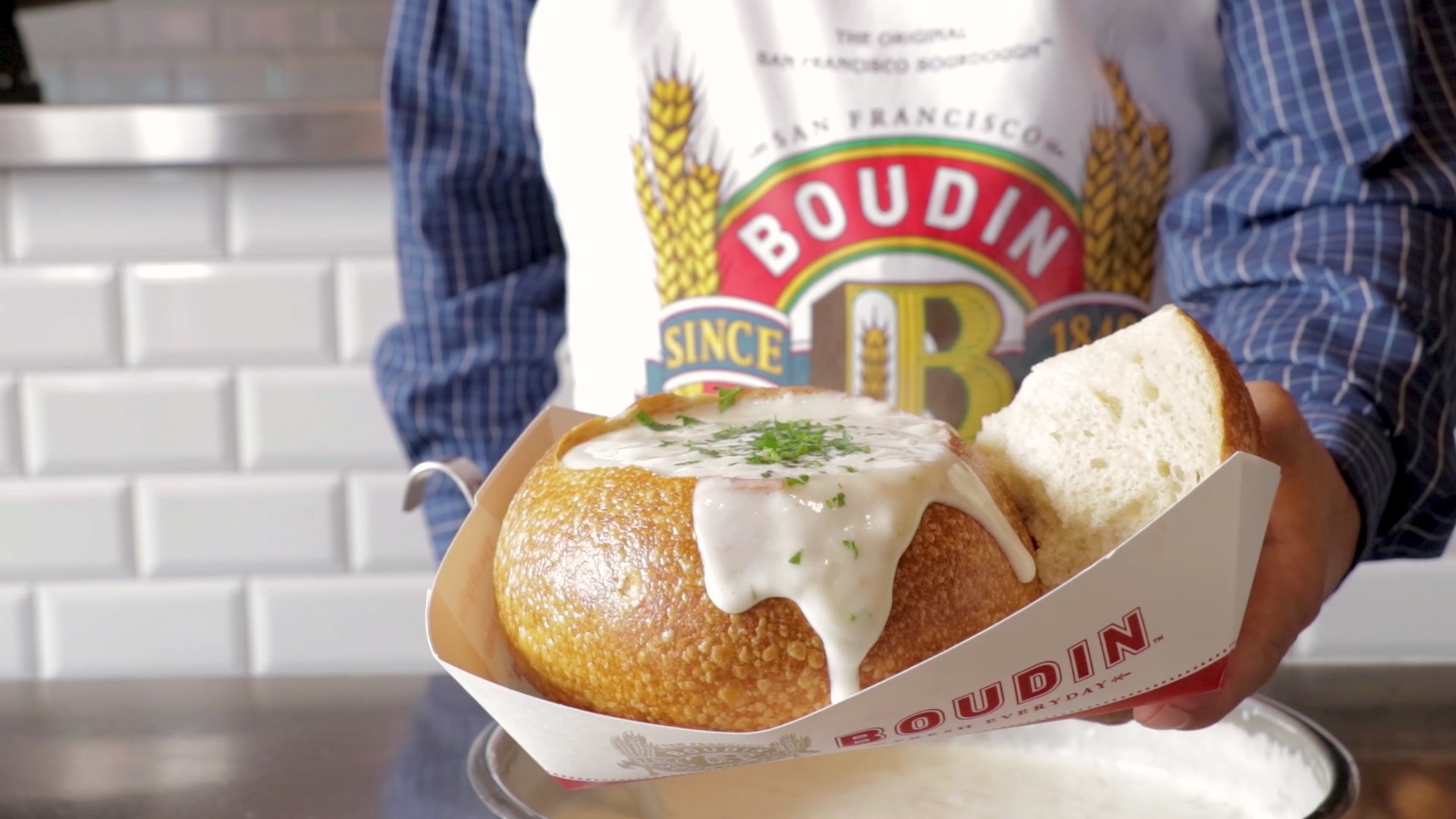 bowl of chowder at Boudin Bakery in San Francisco