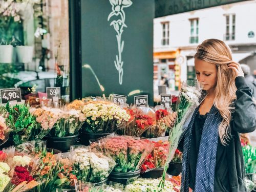 Fresh blooms at a flower shop in Montmartre