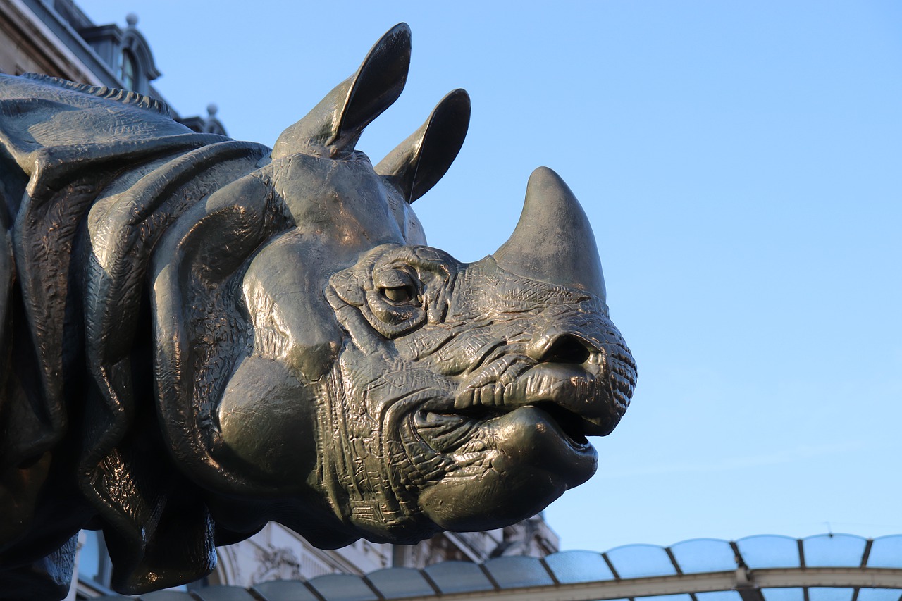 Rhino sculpture outside the Musée d'Orsay in Paris