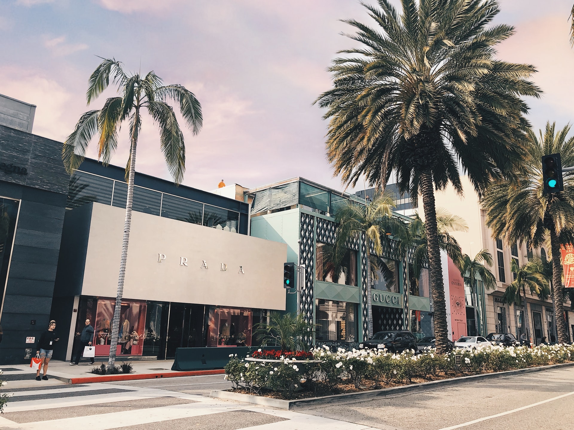 Rodeo Drive stores and trees in Los Angeles