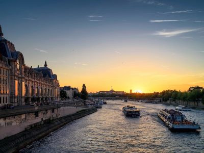 Seine River in Paris showing Orsay Museum