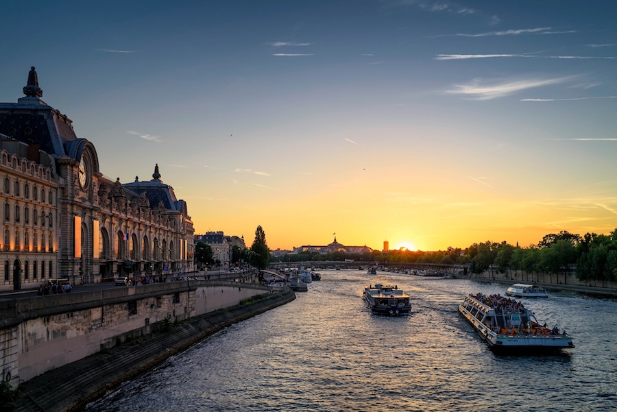 Seine River in Paris showing Orsay Museum