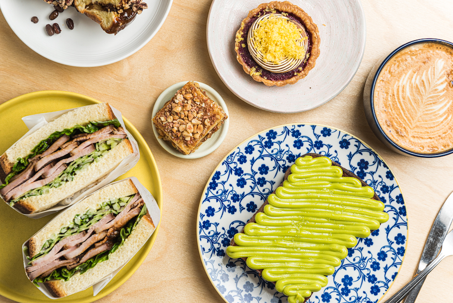 Spread of food at Breadbelly in San Francisco