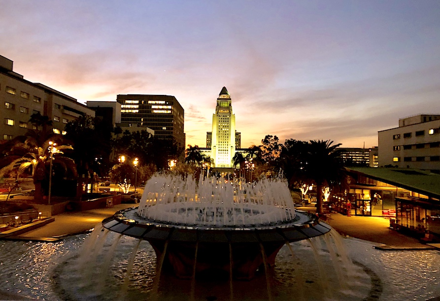 Sunset at Grand Park in LA