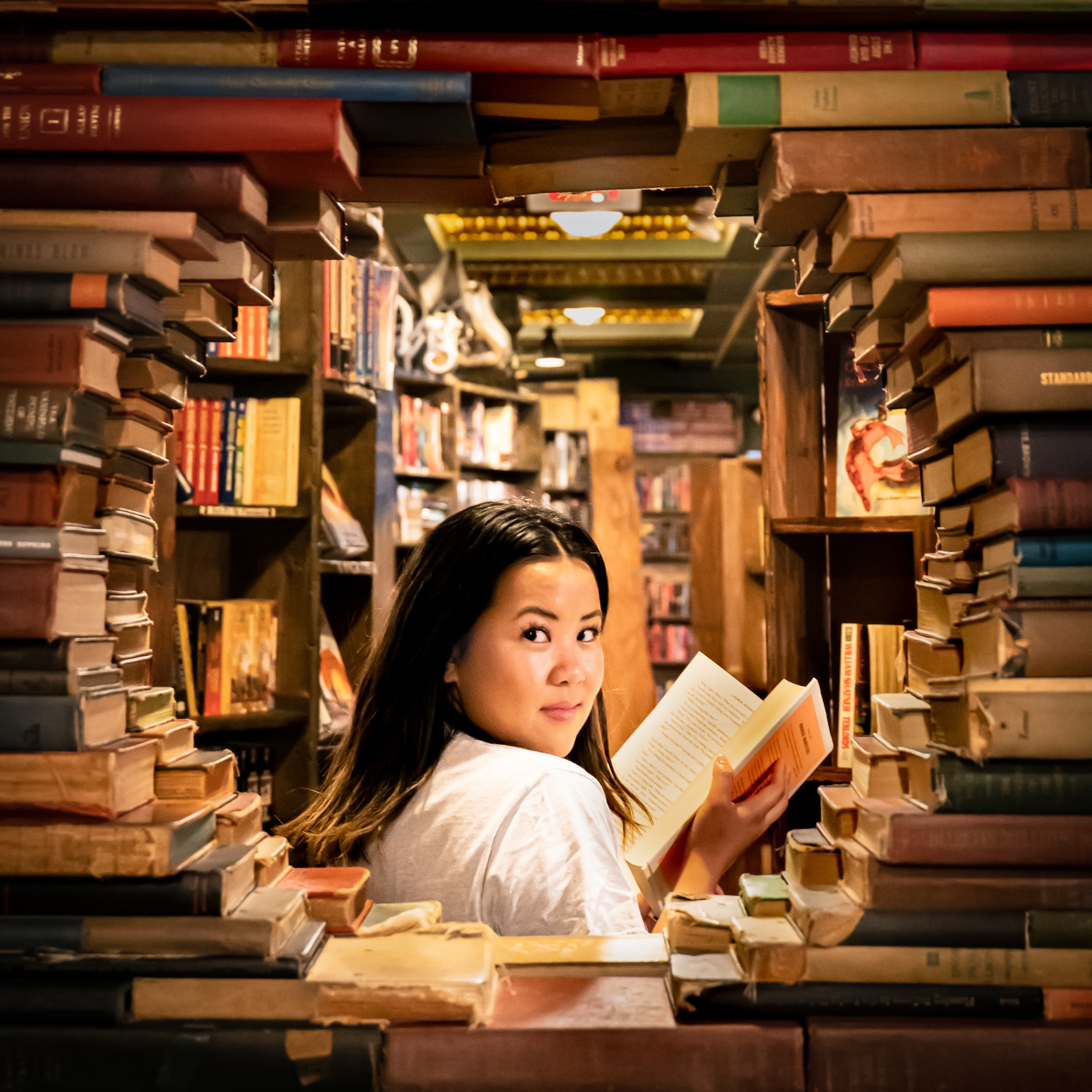 The Last Bookstore book window in LA near the Bradbury Building